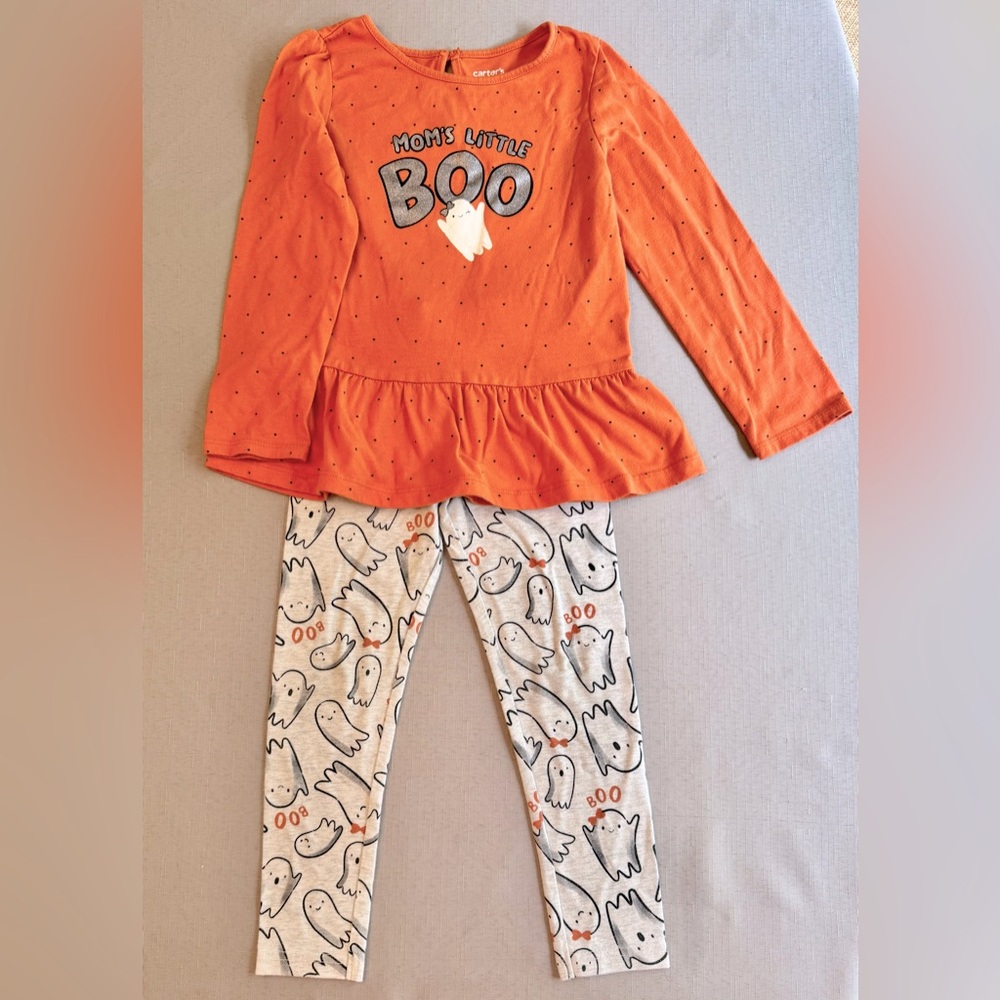 Orange 'Mom's Little Boo' Kids Halloween Set